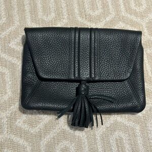 Gigi black leather clutch